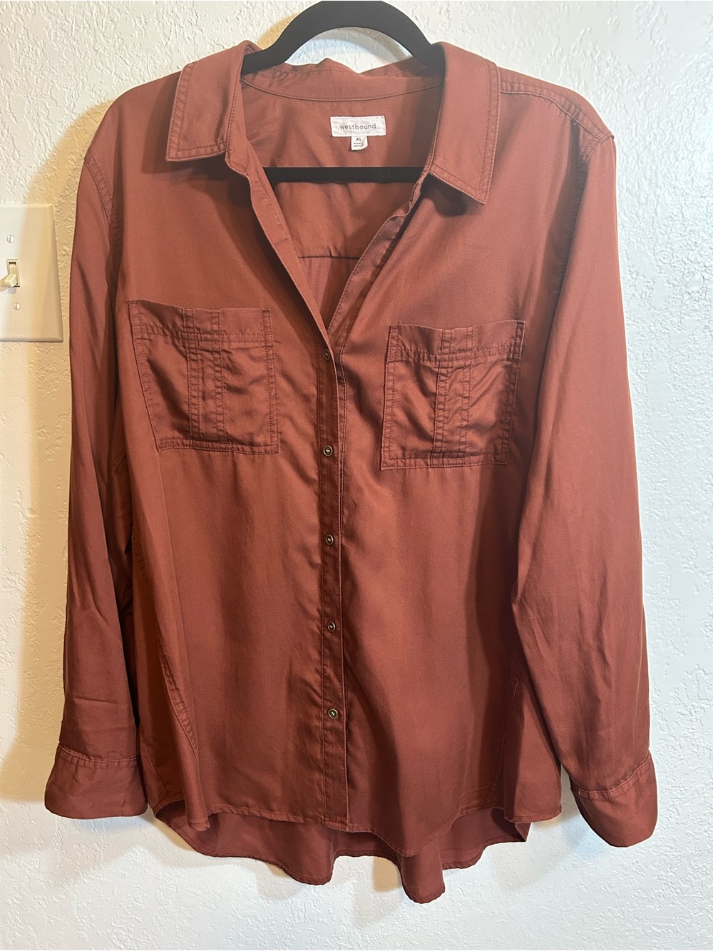Westbound Women’s Button-Down Shirt Rust Brown Fall Workwear Western Rodeo XL
